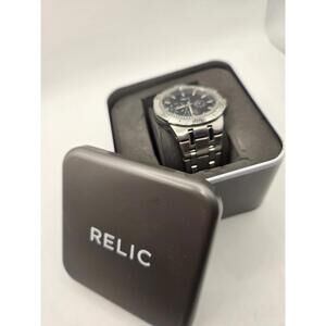Relic By Fossil ZR15709 Black Stainless Steel Watch. Box. Links. New Battery.